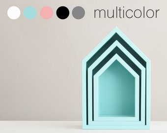 House shelf for toys, bookcase nursery shelves toy storage, house shelves, kids wall shelf.  House wall shelf, children shelves