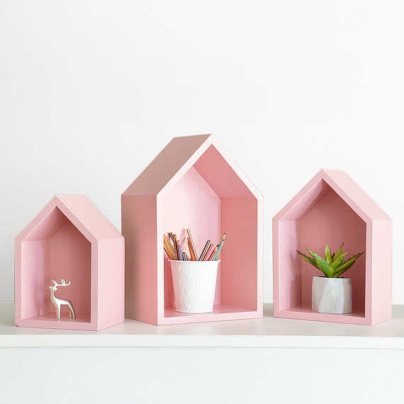 pink shelves for nursery