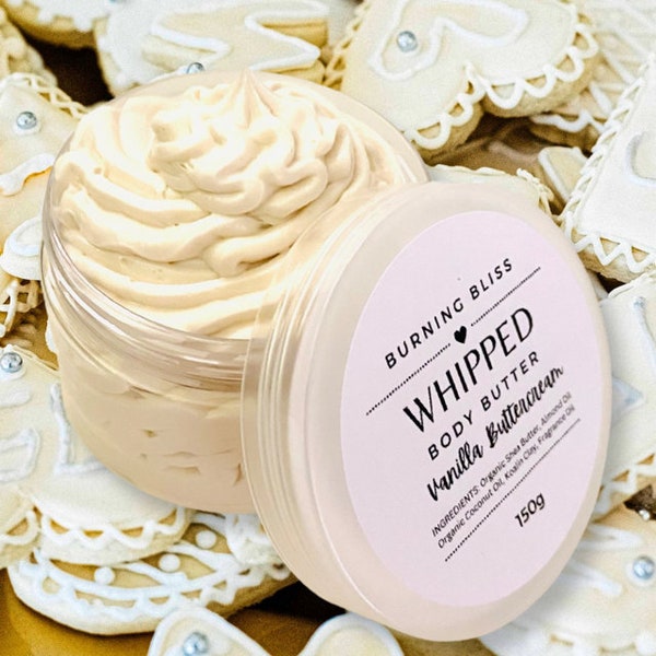 Vanilla Buttercream Organic Whipped Body & Hand Cream, Body Moisturiser, Hydrating, Non- Greasy, Natural, Vegan 150g