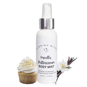 Vanilla Buttercream Scented Body Mist Spray, Hydrating Perfume Body Spray, Hair Perfume, All Natural, Vegan