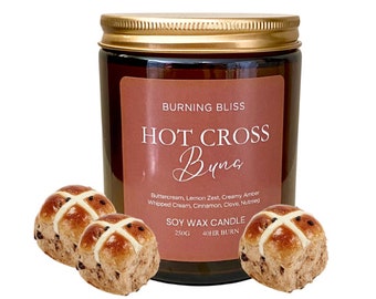 Limited Edition- Easter Hot Cross Buns Triple Scented Natural Soy Wax Candle, Hand Poured Soy Candle, Gourmand Candle, Easter Gift, 40HR