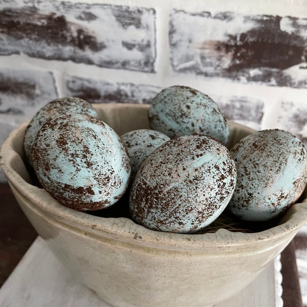 Blue Speckled Eggs, Easter eggs, farmhouse eggs, bowl fillers, robins eggs, rustic eggs, spring decor, farmhouse