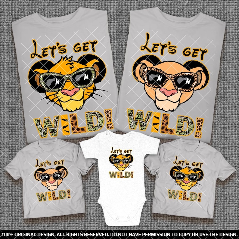 Simba and Nala Mickey Head Disney Family Shirts Animal Kingdom Family Shirts Let's Get Wild Safari Matching Family Tees 2023 Lion King Tees image 2