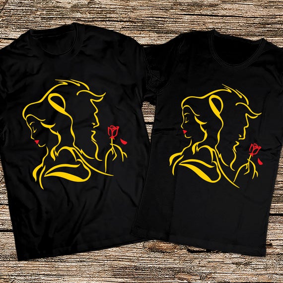 disney couple shirts beauty and beast