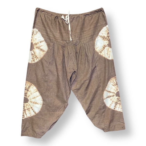 Vintage Harem Pants OSFA Brown Tie Dye Dropped Crotch