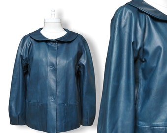 Vintage Teal Green Leather Jacket DKNY 90’s Women’s Casual Jacket M Butter Soft Leather 6/8