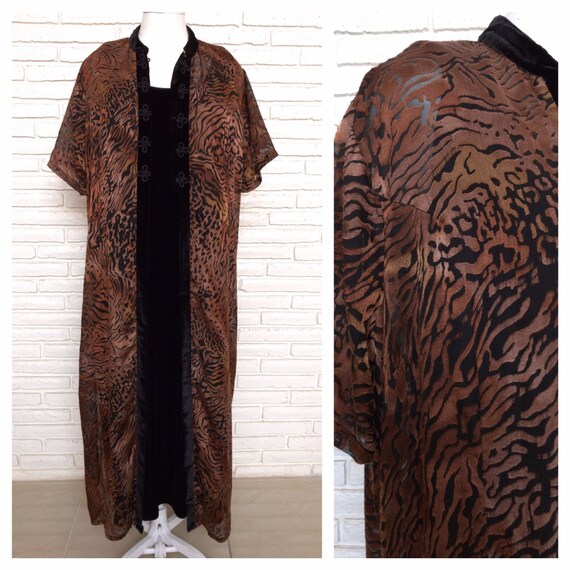 Vintage Black Velvet Dress and Matching Duster Set