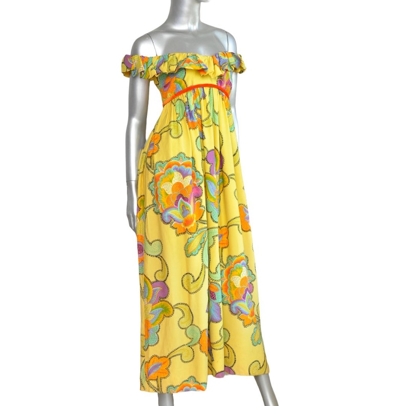 Vintage Floral Print Empire Waist Maxi Dress by Splendiferous New York Boho Formal Evening Dress image 3