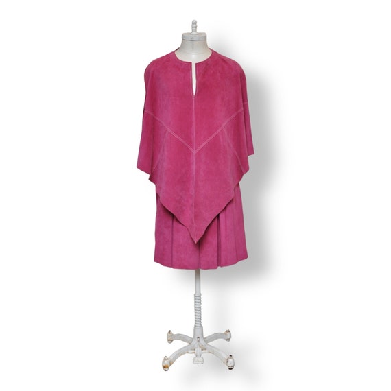 Vintage Pink Suede Cape One Size Women’s Leather … - image 1