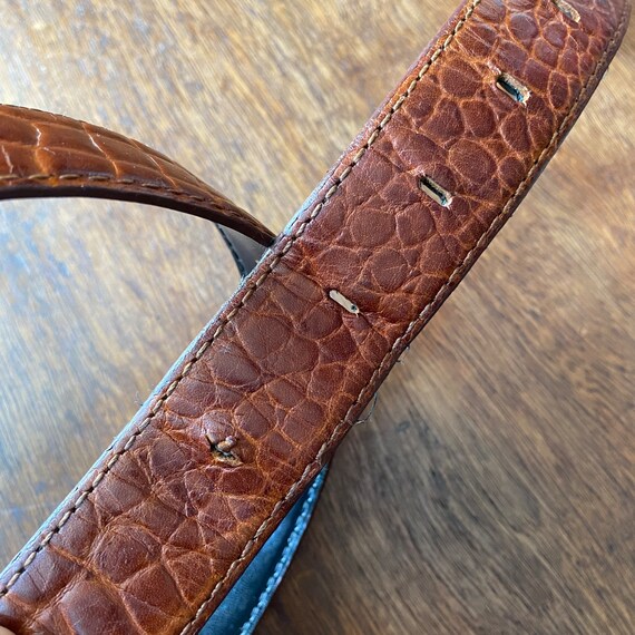 Vintage Tan Leather Belt Croc Embossed Liz Claibo… - image 9