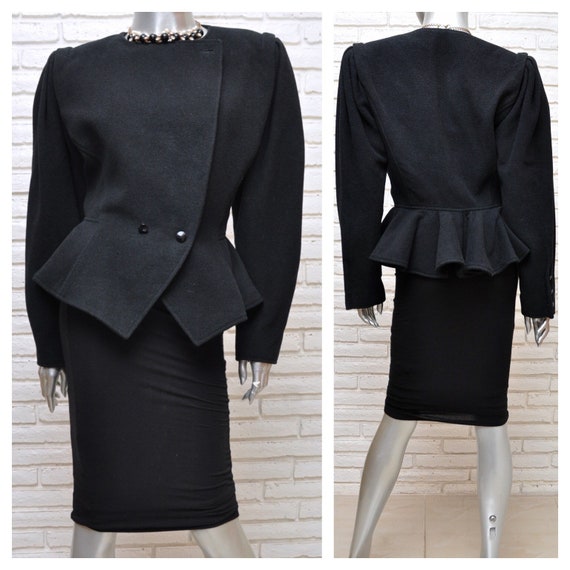 Ungaro Black Wool Peplum Jacket Vintage Women’s D… - image 2