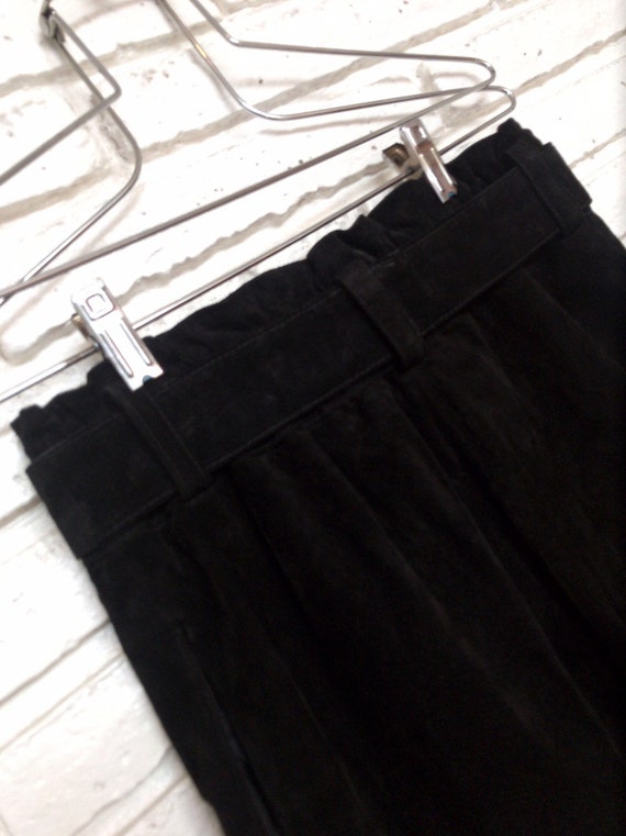 Vintage Black Suede Belted Baggy Pants Small Medi… - image 3