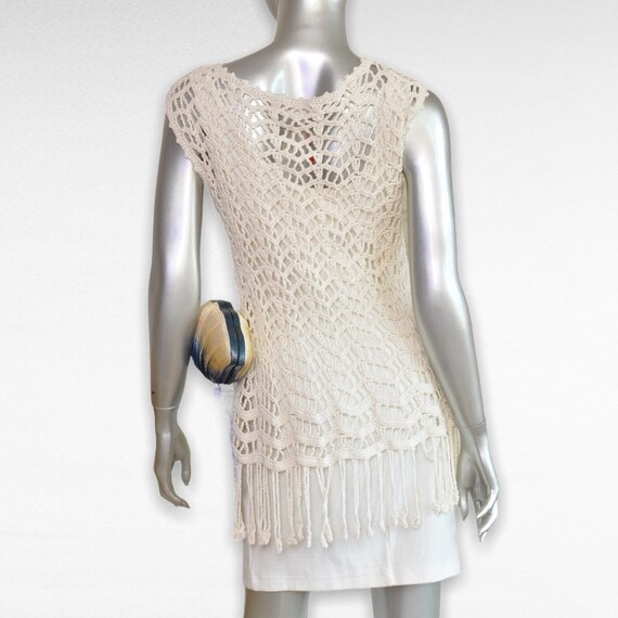 Vintage Vivienne Tam Off White Crochet Dress with… - image 5