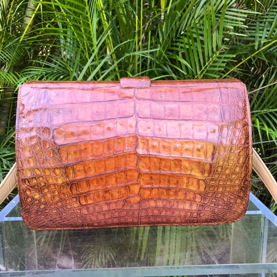 Vintage Tan Leather Shoulder Bag Purse Structured… - image 4