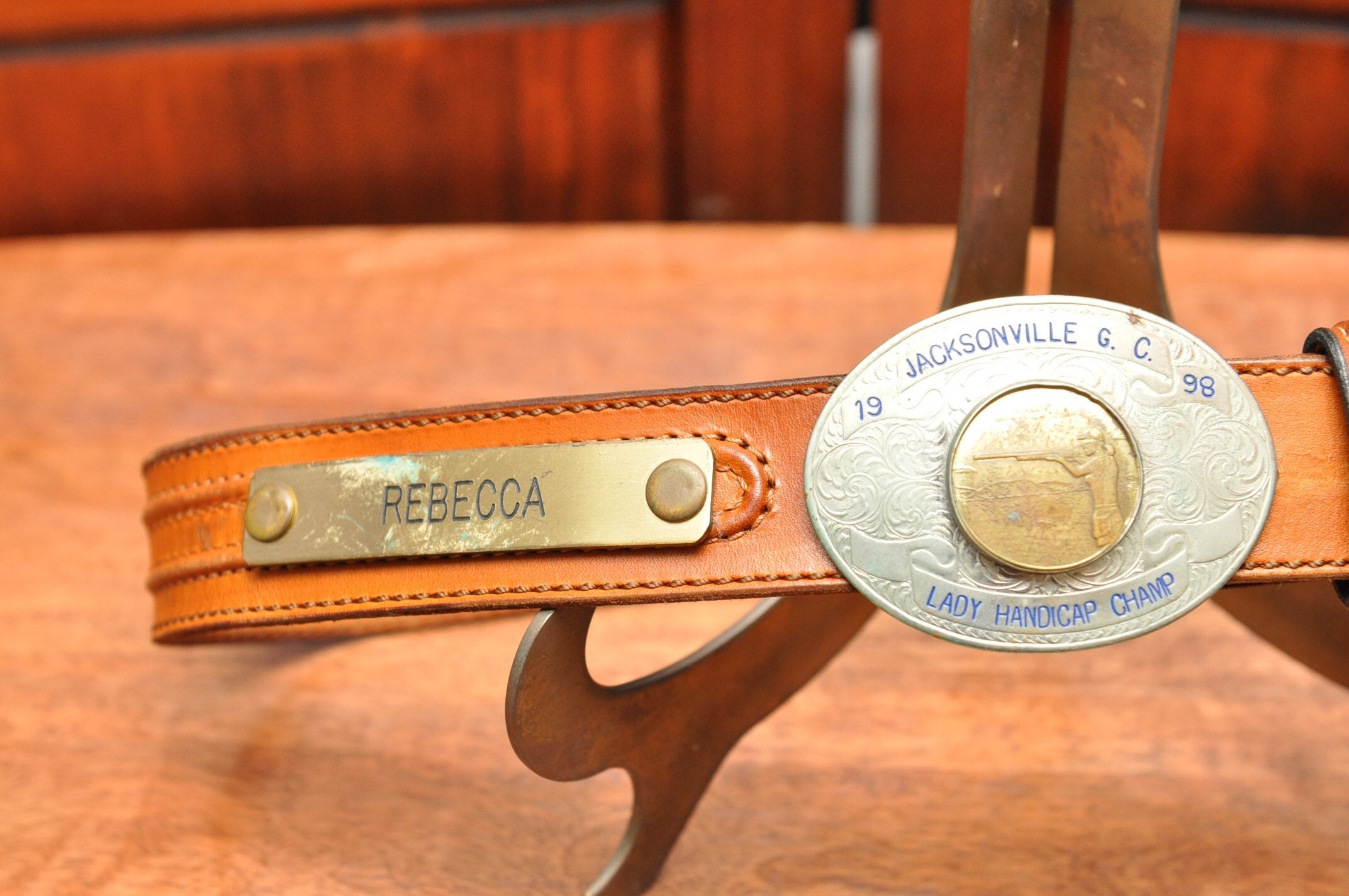 Daniel & Rebecca Women’s Tan Leather Belt Womens Tan Leather Belt With Brushed Gold Buckle - BELT DESIGNS main image 2
