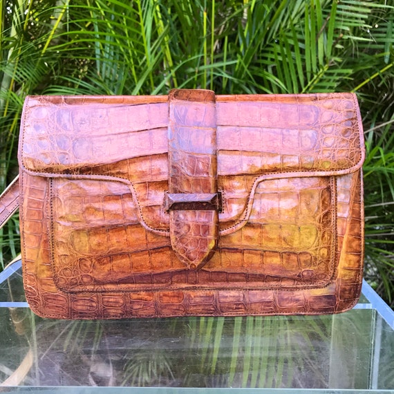 Vintage Tan Leather Shoulder Bag Purse Structured… - image 2