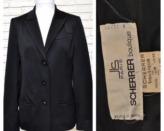 Jean Louis Scherrer Boutique Paris Black 3 Button Blazer 90’s Numbered 100% Wool