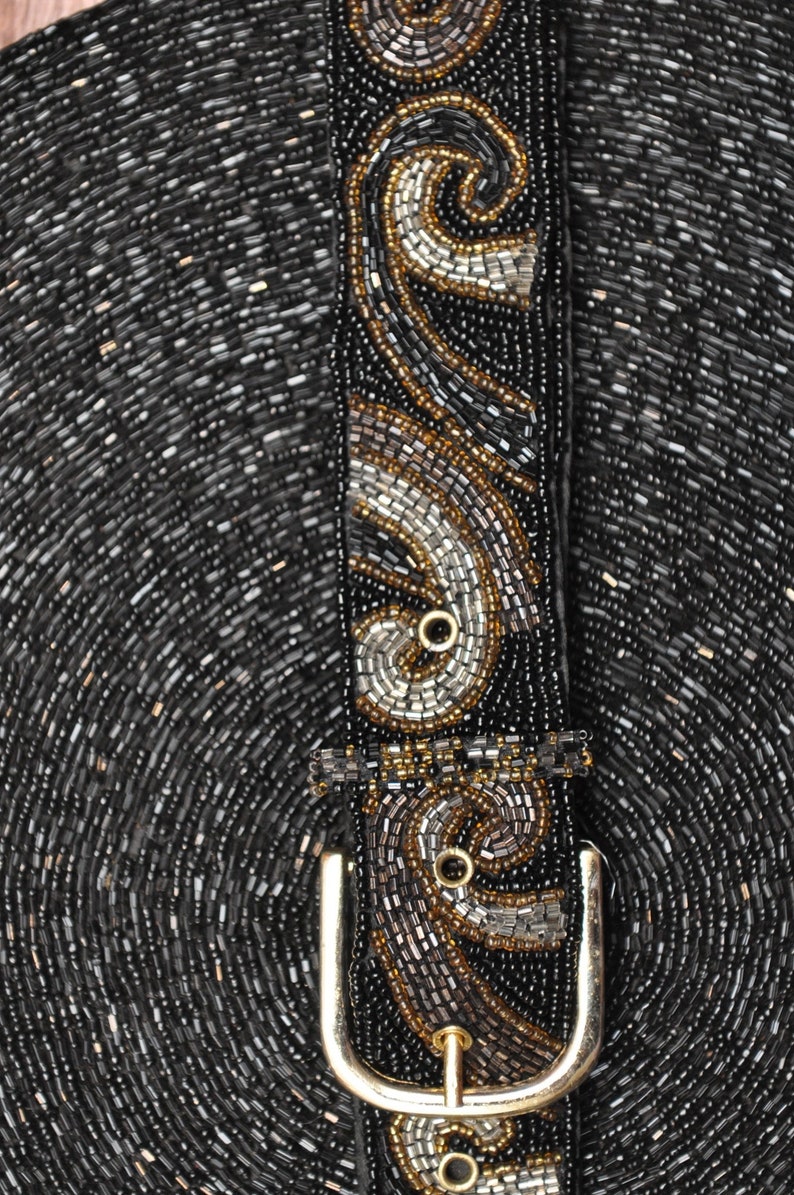 Vintage Black and Gold Beaded Belt image 3