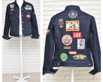 Vintage Boy Scout Patch Dark Wash Jean Jacket 90’s Denim