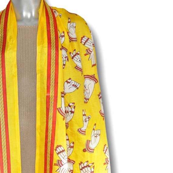 Vintage Yellow and Red Oversized Bohemian Scarf - image 8