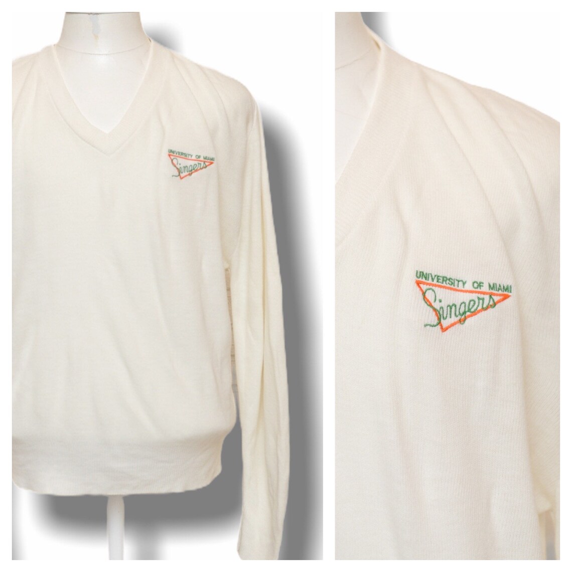 Vintage Cream University of Miami Singers V Neck Sweater | Etsy