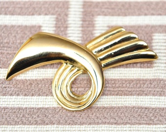 80s Large Gold Brooch Pin Costume Jewelry