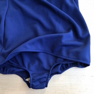 Vintage Women's Swimsuit One Piece Navy Blue White Swim Dress Summer 70's Bloomer Swimwear L image 4