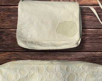 Vintage Cream Carlos Falchi Messenger Bag Crossbody Style