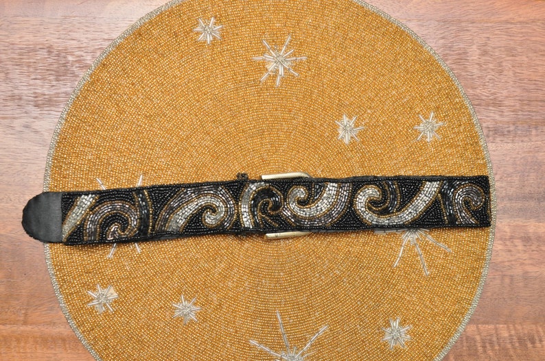 Vintage Black and Gold Beaded Belt image 6