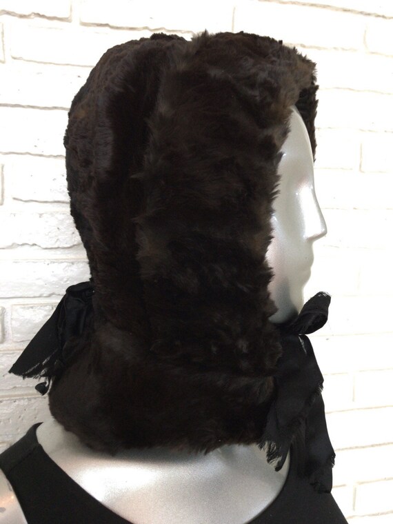 Vintage Sheared Mink Hood Hat 1940's Full Coverage