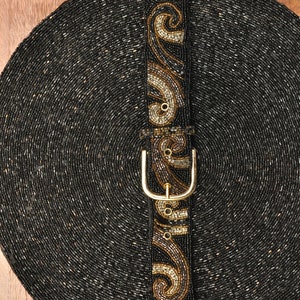 Vintage Black and Gold Beaded Belt image 4