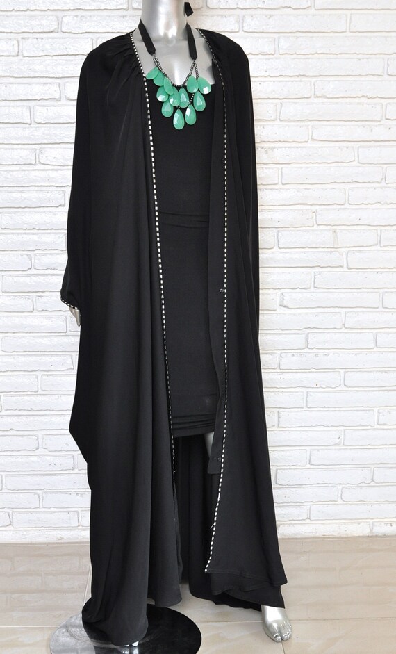 Vintage Unisex Black Duster Full Length Leisure W… - image 4