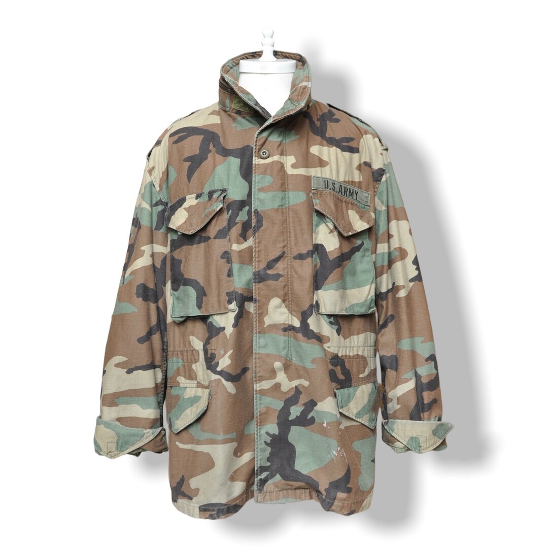 Vintage US Army Green Camouflage Jacket Unisex Loose Fit Military