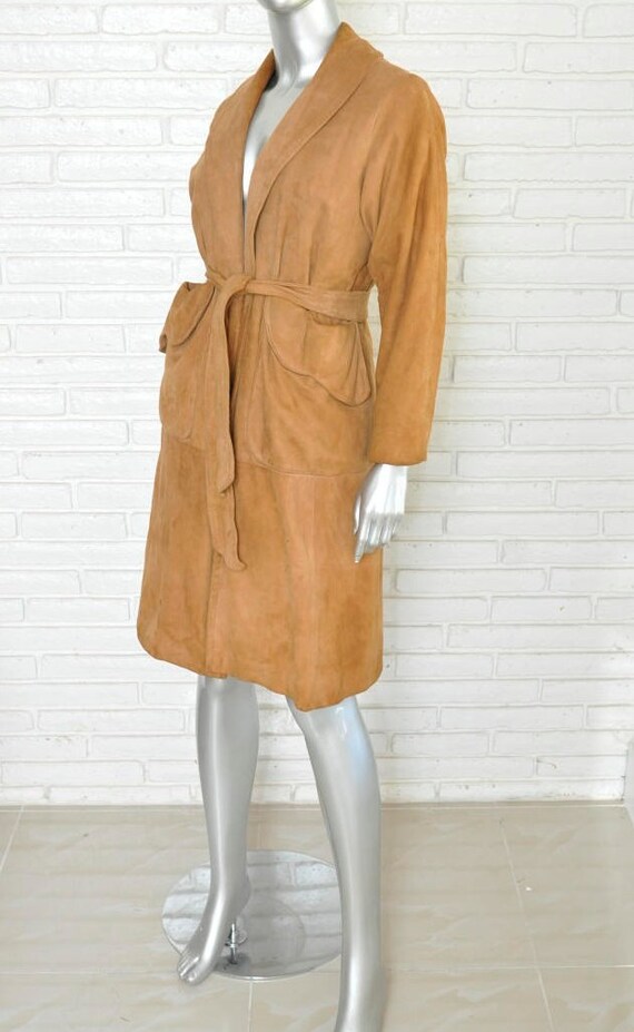 Vintage Camel Suede Belted Coat Women's Size Medi