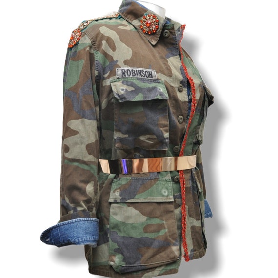 Vintage Upcycled US Military Army Camouflage Jacke