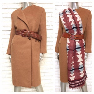 Vintage Womens Camel Wool Coat by Don Brown Couturier 1960&#39;s Winter Dress Coat
