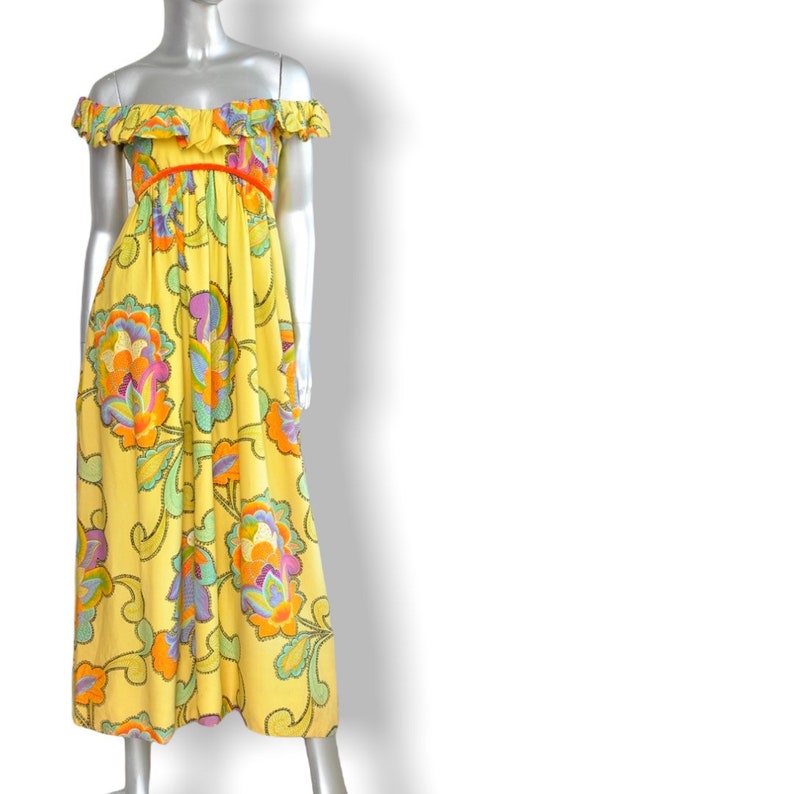 Vintage Floral Print Empire Waist Maxi Dress by Splendiferous New York Boho Formal Evening Dress image 2