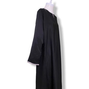 Vintage Black Kaftan Dress with Rhinestone Trim Size Medium Full Length Long Sleeve Tunic Dress image 4