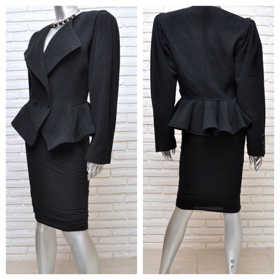 Ungaro Black Wool Peplum Jacket Vintage Women’s D… - image 1