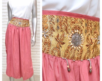 Boho Weites Bein Capris Hose Vintage Damen Hippie Style Culottes Gaucho Shorts