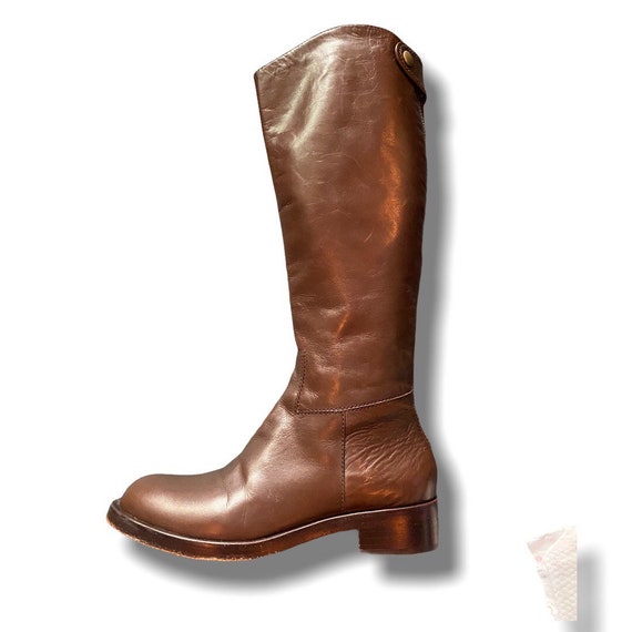 90 s DKNY Brown Leather Riding Boots Womens Size 7 Made in Spain