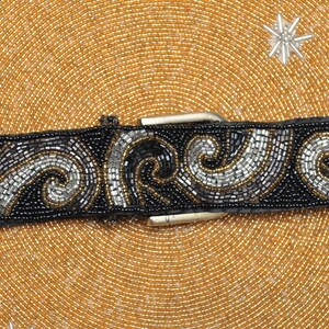 Vintage Black and Gold Beaded Belt image 7