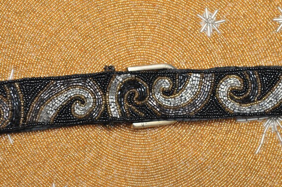 Vintage Black and Gold Beaded Belt - image 7