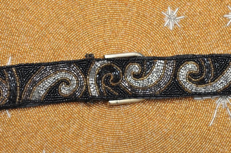 Vintage Black and Gold Beaded Belt image 7