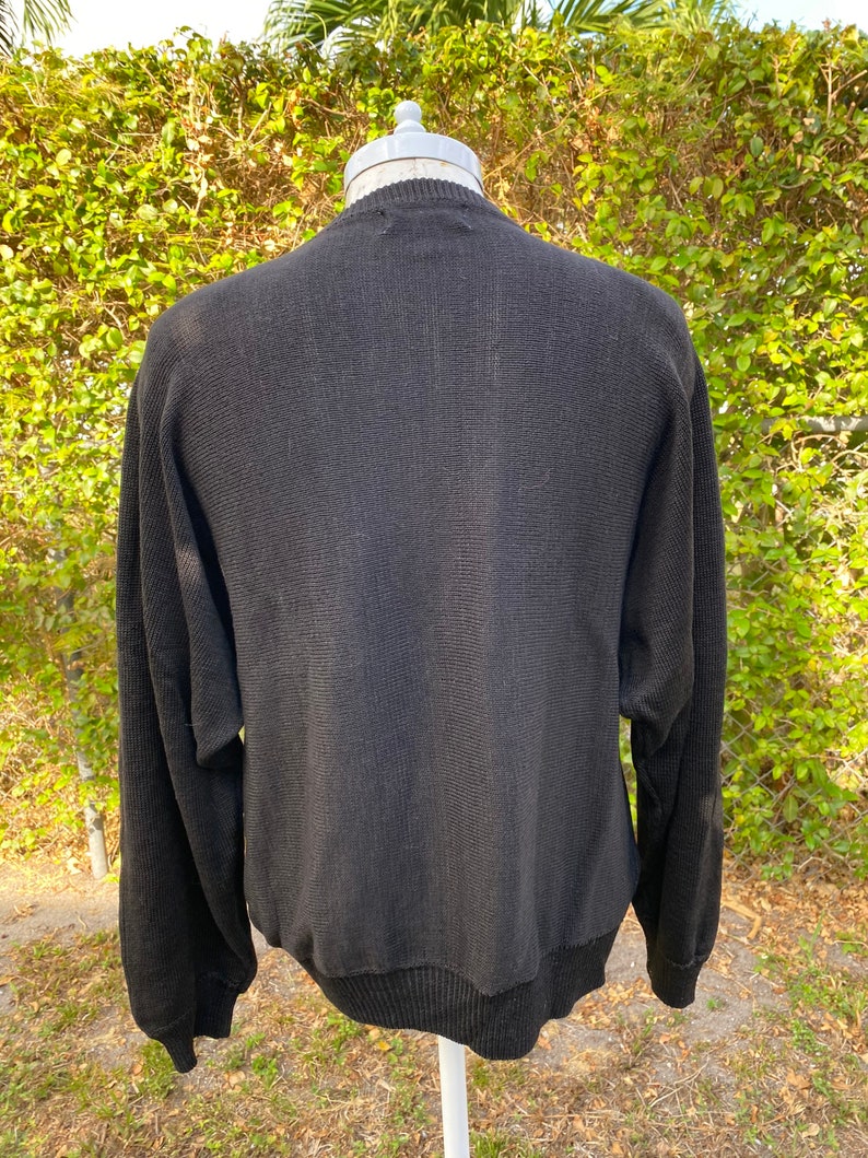 Vintage Black Sweater Gold Sequins and Beading 80s Knit Pullover Size Large imagem 2