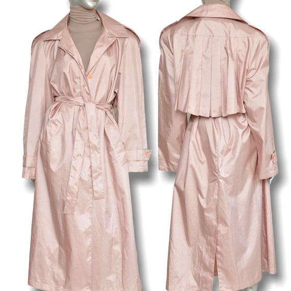 Vintage Blush Pink Women’s Trench Coat with Pleate