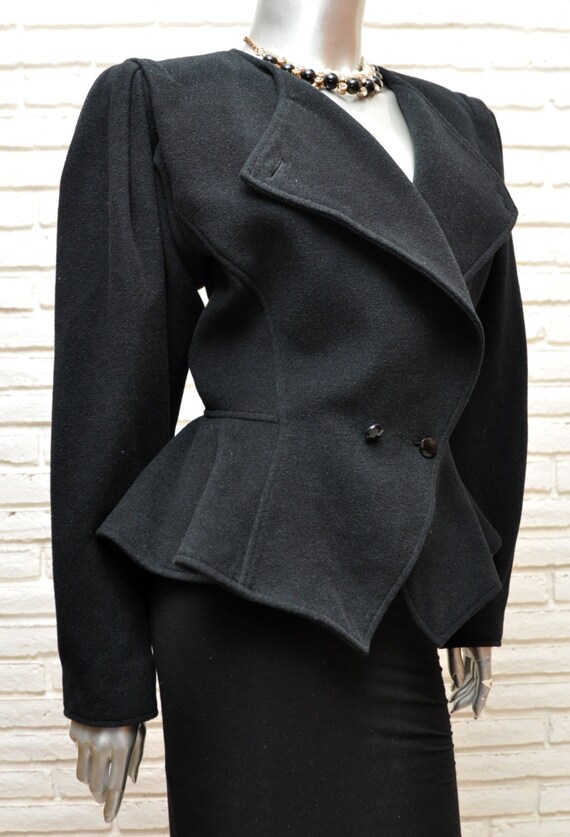 Ungaro Black Wool Peplum Jacket Vintage Women’s D… - image 4