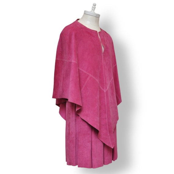 Vintage Pink Suede Cape One Size Women’s Leather … - image 5