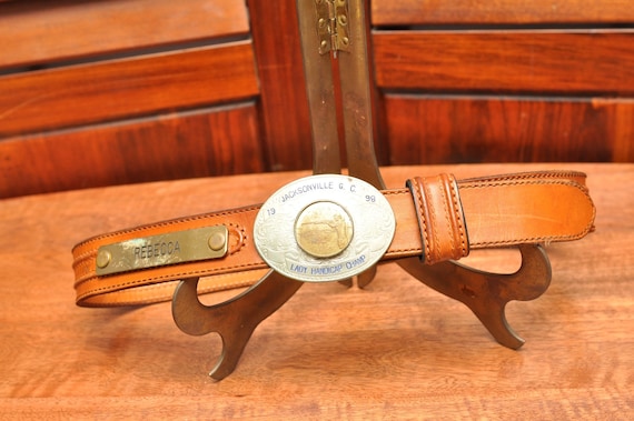 Daniel & Rebecca Women’s Tan Leather Belt Womens Tan Leather Belt With Brushed Gold Buckle - BELT DESIGNS main image 4