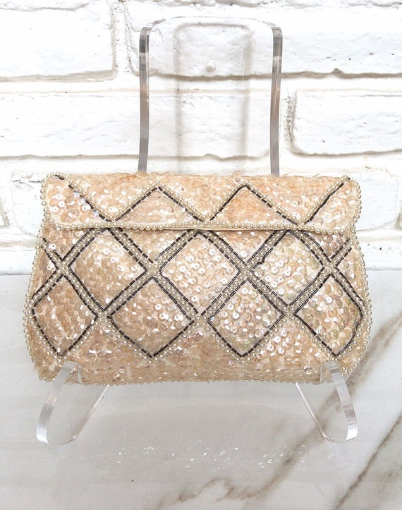 pearl beaded clutch bag